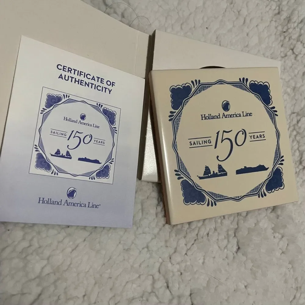 Holland America‎ Line Blue Delft Tile coasters Signature Class Ships collectible